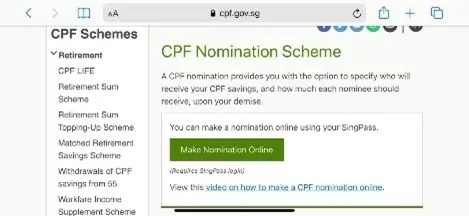A Guide to CPF Nomination 5 click to make a nomination online