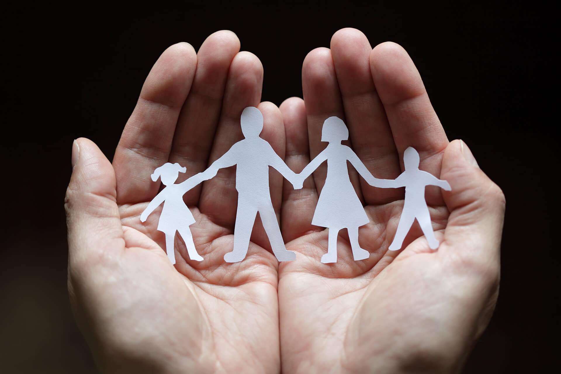 Paper cut out of a happy family