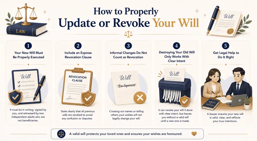 Does Divorce Revoke a Will in Singapore? Guide to Updating Your Estate Plan 2 infographic about how to update or revoke a will in singapore