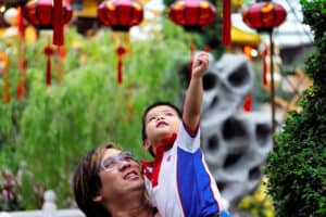 father and son celebrating lunar new year