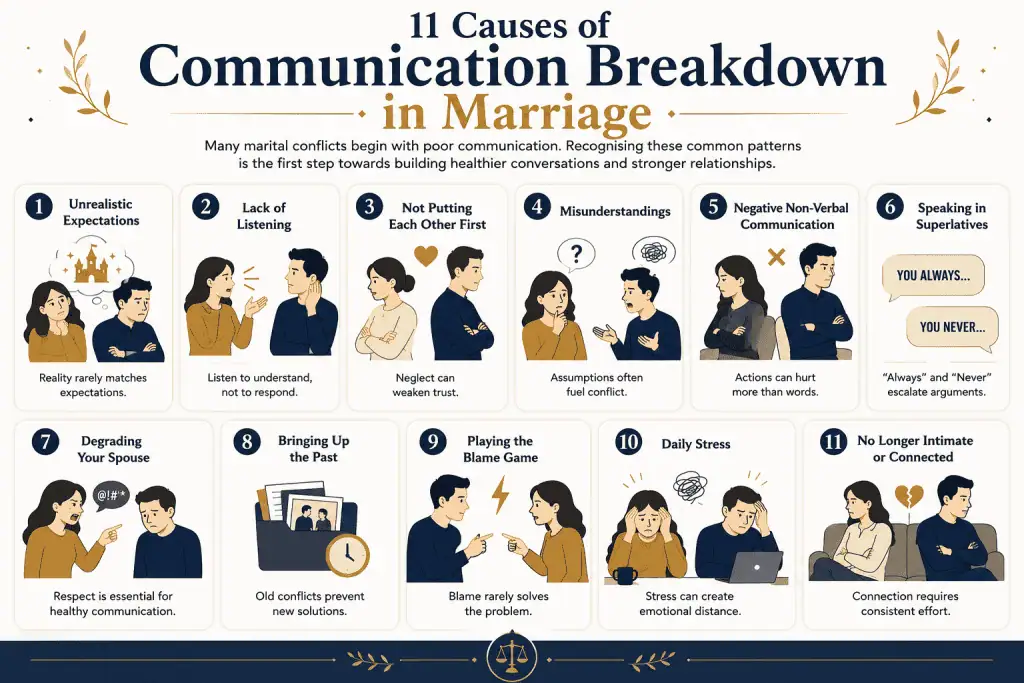 11 Causes of Communication Breakdown in Marriage & How to Fix It 2 infographic about causes of communication breakdown in marriage
