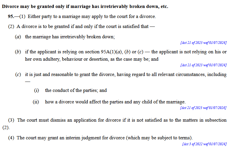 6 Legal Grounds for Divorce in Singapore: How to Prove Them 2 Section 95 of the Women’s Charter