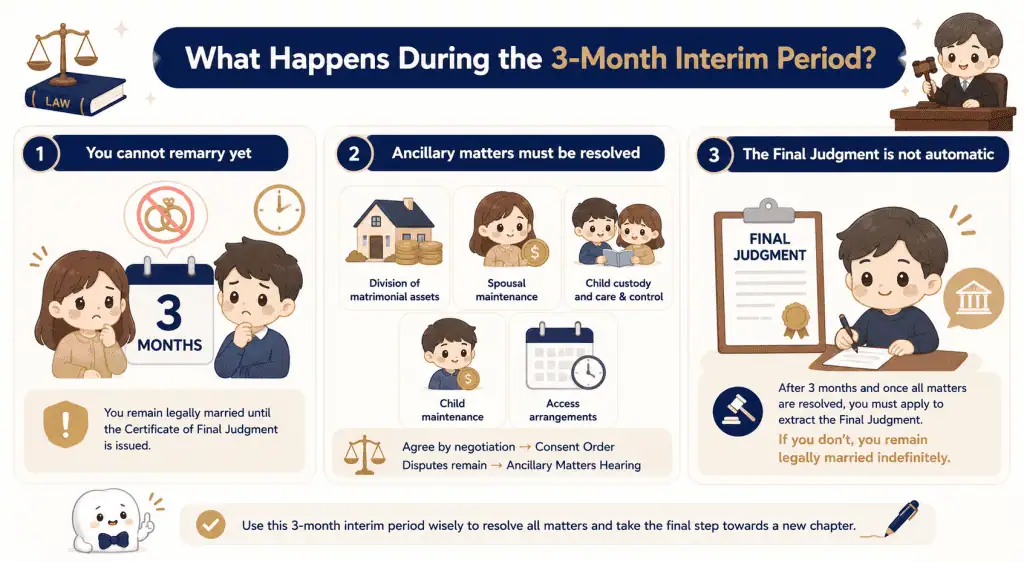 Interim Judgment Singapore Divorce: What It Means & Next Steps 2 illustration What Happens During the 3-Month Interim Period?