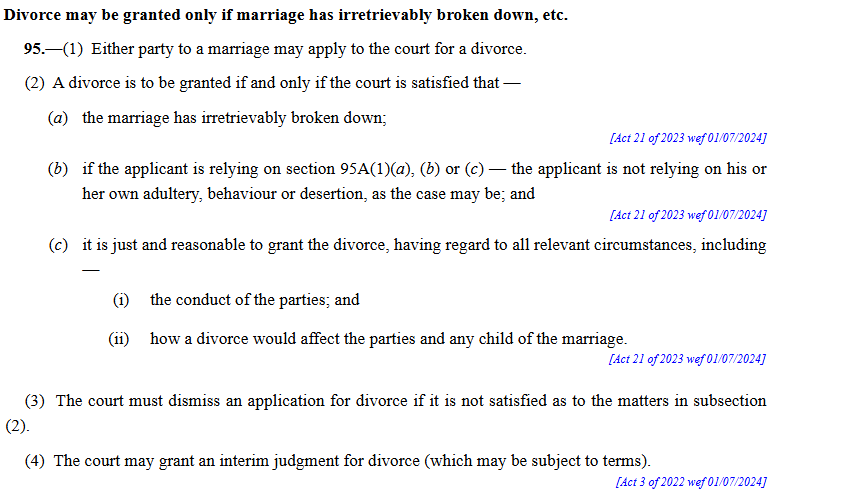Mutual Divorce Agreement in Singapore 2 Section 95, Women's Charter 1961