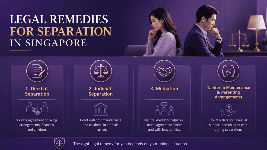 Legal Separation in Singapore: Informal Separation, Formal Separation by Deed and Judicial Separation 3 legal remedies for separation in singapore