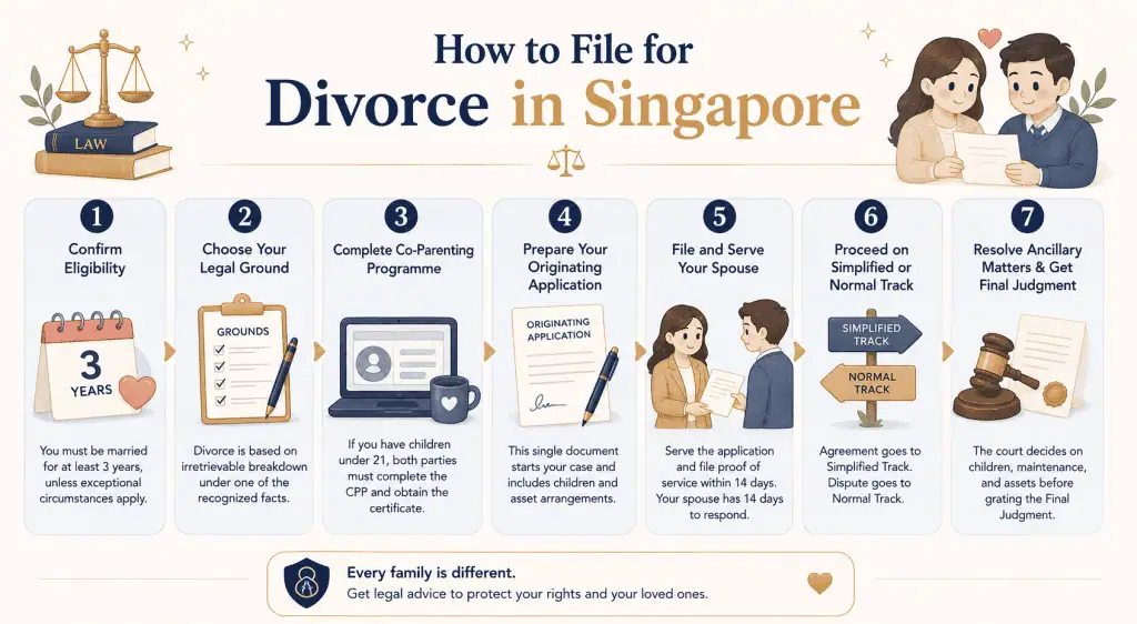 How to File for Divorce in Singapore: A Complete Guide 2 infographic article about step by step how to file for divorce in singapore